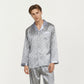 Men's 2-Piece Set Satin Pajamas with Geometric Print Contrast Collar and Button-Up Top