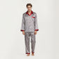 Men's 2-Piece Set Satin Pajamas with Geometric Print Contrast Collar and Button-Up Top