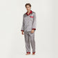 Men's 2-Piece Set Satin Pajamas with Geometric Print Contrast Collar and Button-Up Top