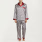 Men's 2-Piece Set Satin Pajamas with Geometric Print Contrast Collar and Button-Up Top