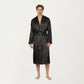 Men's Satin Robe with Waist Tie Belt and Front Pockets
