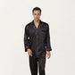 Men's 2-Piece Set Satin Pajamas with Contrast Piping and Button-Up Top
