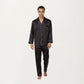 Men's 2-Piece Set Satin Pajamas with Contrast Piping and Button-Up Top