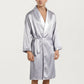 Men's Satin Robe with Geometric Print Contrast Shawl Collar and Waist Tie