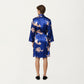 Men's Satin Robe with Baroque Print Shawl Collar and Waist Tie