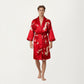 Men's Satin Robe with Baroque Print Shawl Collar and Waist Tie