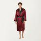 Men's Satin Robe with Contrast Shawl Collar Waist Tie and Front Pockets