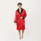 Men's Satin Robe with Contrast Shawl Collar Waist Tie and Front Pockets