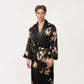 Men's 2-Piece Set Satin Dragon Print Robe and Lounge Pants with Shawl Collar and Waist Tie