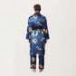 Men's 2-Piece Set Satin Dragon Print Robe and Lounge Pants with Shawl Collar and Waist Tie