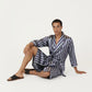 Men's Satin Robe with Shawl Collar Waist Tie and Front Pockets