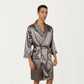 Men's Satin Robe with Shawl Collar Waist Tie and Front Pockets