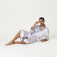 Men's Satin Robe with Shawl Collar Waist Tie and Front Pockets