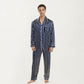 Men's 2-Piece Set Satin Pajamas with Vertical Stripe Pattern and Button-Up Top