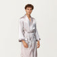 Men's Satin Robe with Shawl Collar Waist Tie and Front Pockets
