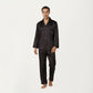 Men's 2-Piece Set Satin Pajamas with Subtle Stripe Pattern and Button-Up Top