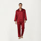 Men's 2-Piece Set Satin Pajamas with Subtle Stripe Pattern and Button-Up Top