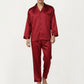 Men's 2-Piece Set Satin Pajamas with Subtle Stripe Pattern and Button-Up Top