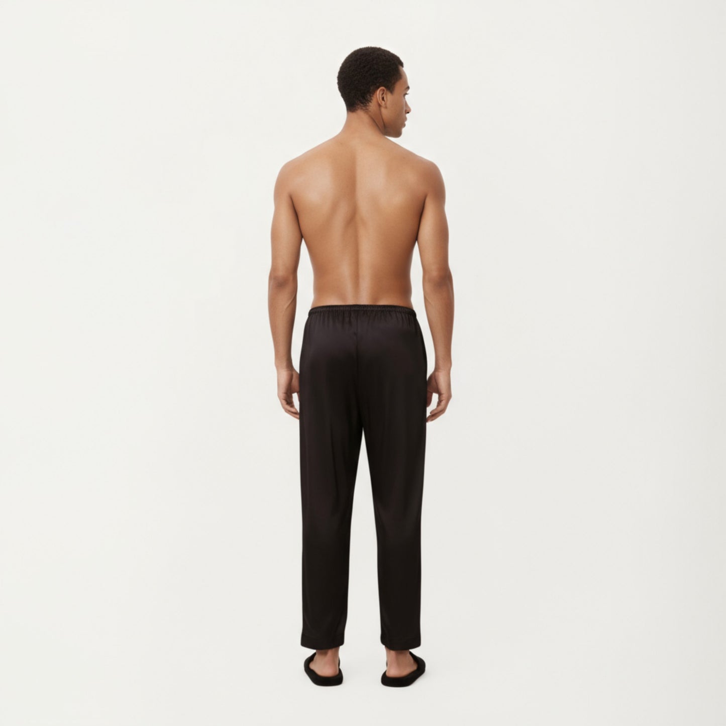 Men's Satin Lounge Pants with Elastic Waistband and Straight-Leg Fit