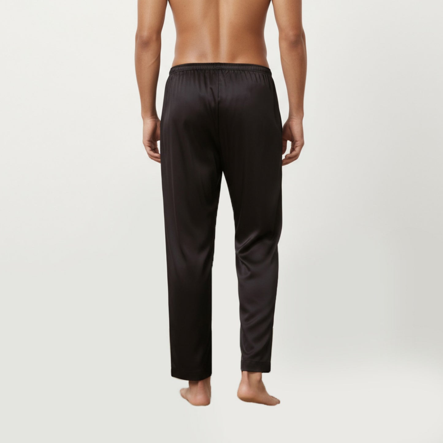 Men's Satin Lounge Pants with Elastic Waistband and Straight-Leg Fit
