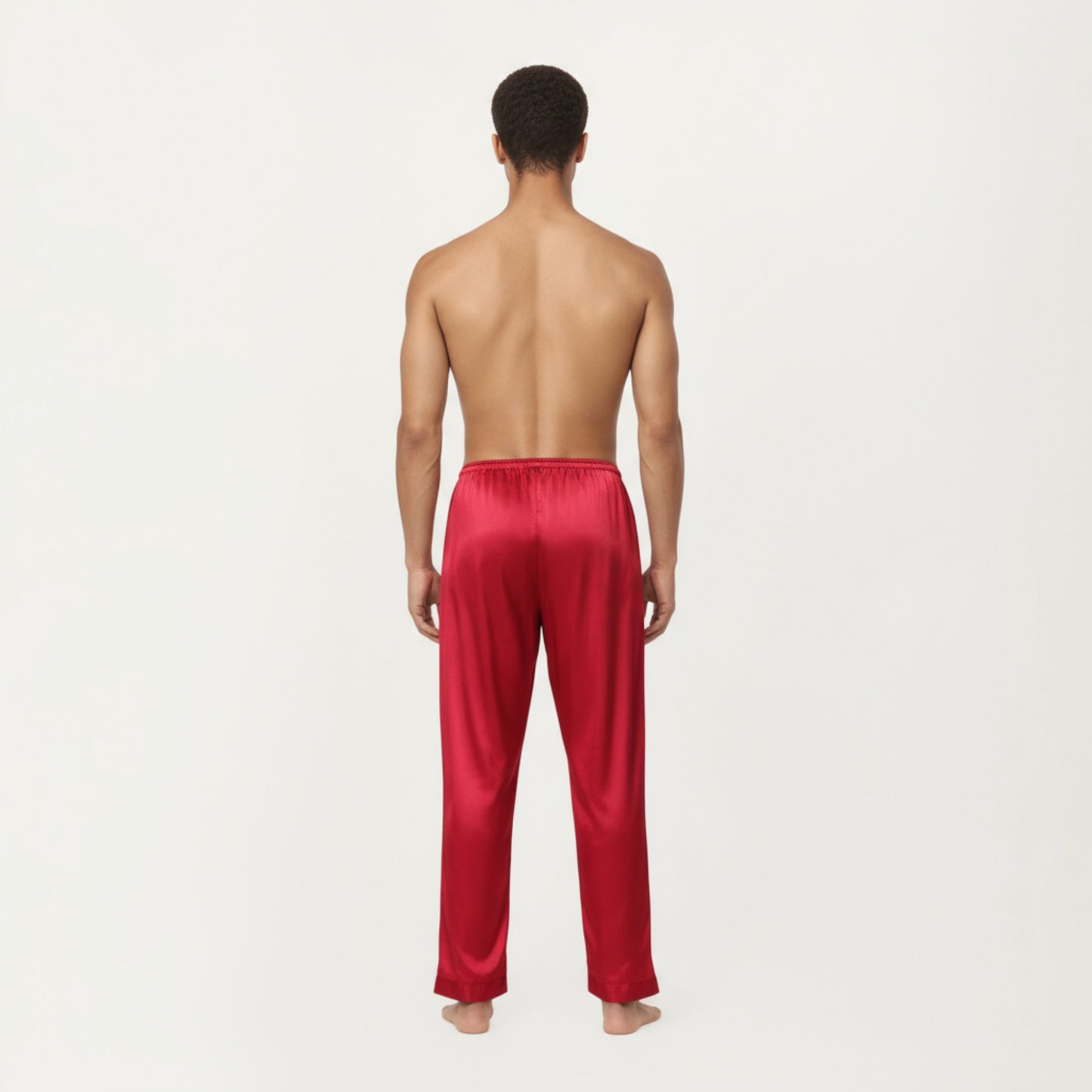 Men's Satin Lounge Pants with Elastic Waistband and Straight-Leg Fit