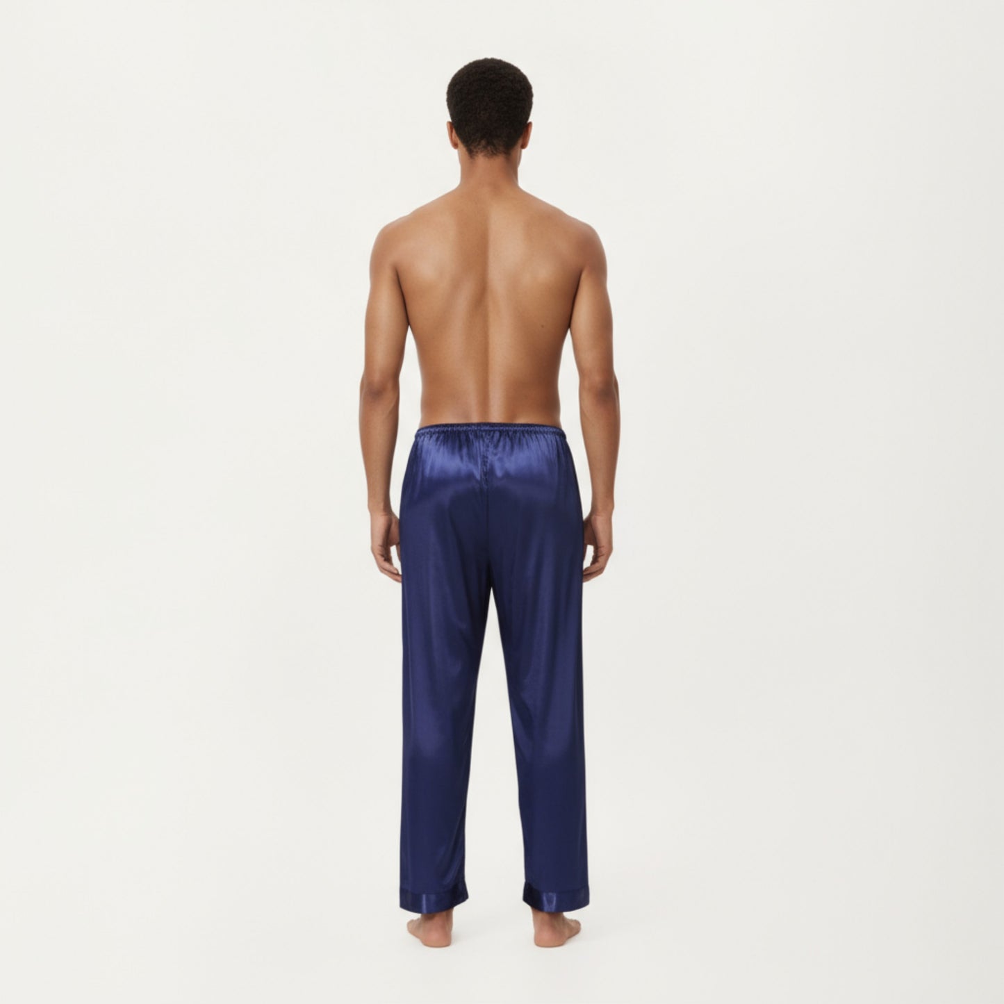 Men's Satin Lounge Pants with Elastic Waistband and Straight-Leg Fit