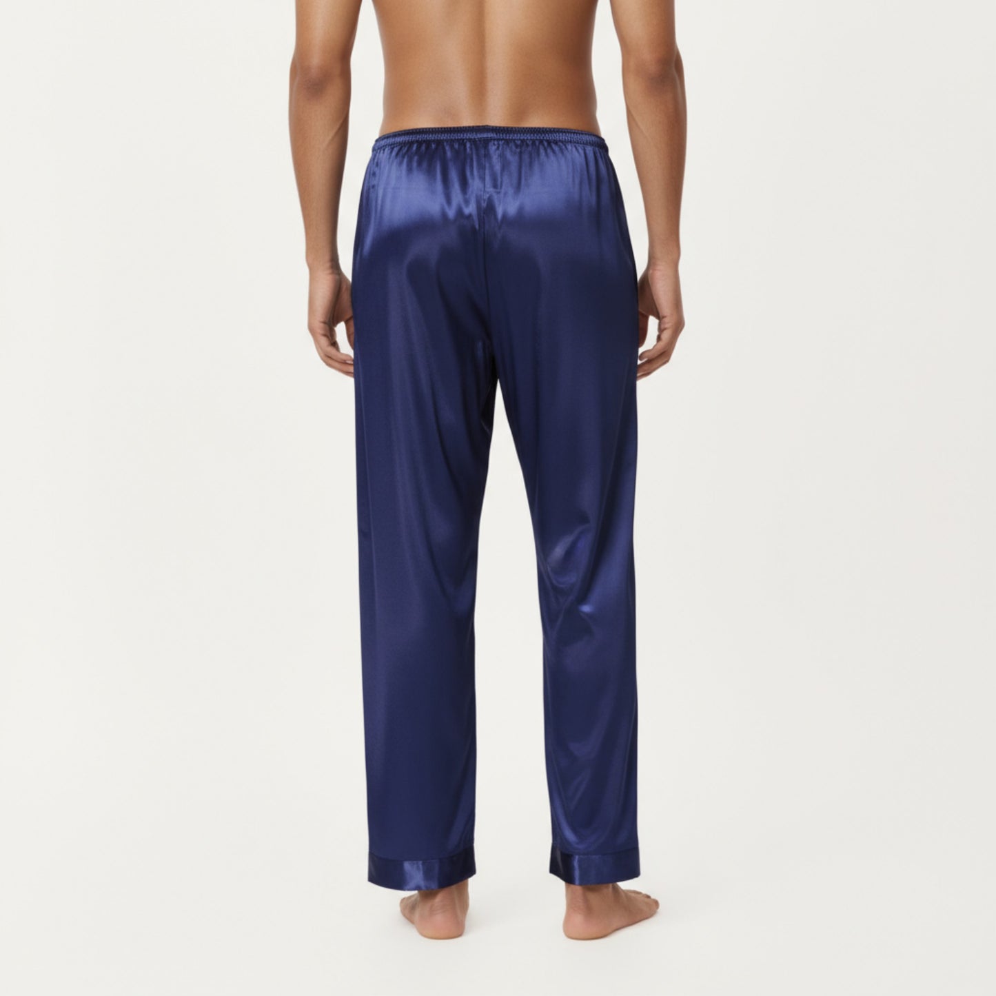 Men's Satin Lounge Pants with Elastic Waistband and Straight-Leg Fit