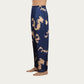 Men's Satin Lounge Pants with Baroque Print and Elastic Waistband