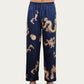 Men's Satin Lounge Pants with Baroque Print and Elastic Waistband