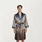 Men's Paisley Print Satin Robe with Contrast Shawl Collar and Waist Tie Belt