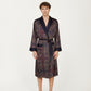 Men's Paisley Print Satin Robe with Contrast Trim Shawl Collar and Waist Tie