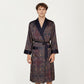 Men's Paisley Print Satin Robe with Contrast Trim Shawl Collar and Waist Tie