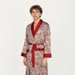 Men's Paisley Print Satin Robe with Contrast Trim Shawl Collar and Waist Tie