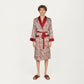Men's Paisley Print Satin Robe with Contrast Trim Shawl Collar and Waist Tie