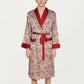 Men's Paisley Print Satin Robe with Contrast Trim Shawl Collar and Waist Tie
