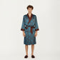 Men's Paisley Print Satin Robe with Contrast Trim Shawl Collar and Waist Tie