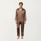 Men's 2-Piece Set Satin Pajamas with Geometric Print Button-Up Top and Matching Pants