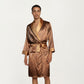 Men's Paisley Print Satin Robe with Contrast Shawl Collar and Waist Tie