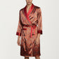 Men's Paisley Print Satin Robe with Contrast Shawl Collar and Waist Tie