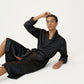 Men's Leopard Print Satin Robe with Waist Tie and Front Pockets