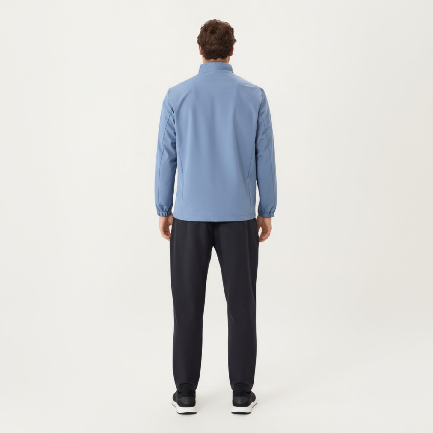 Men's Lightweight Zip-Up Jacket with Stand Collar and Long Sleeves