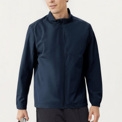 Men's Lightweight Zip-Up Jacket with Stand Collar and Long Sleeves