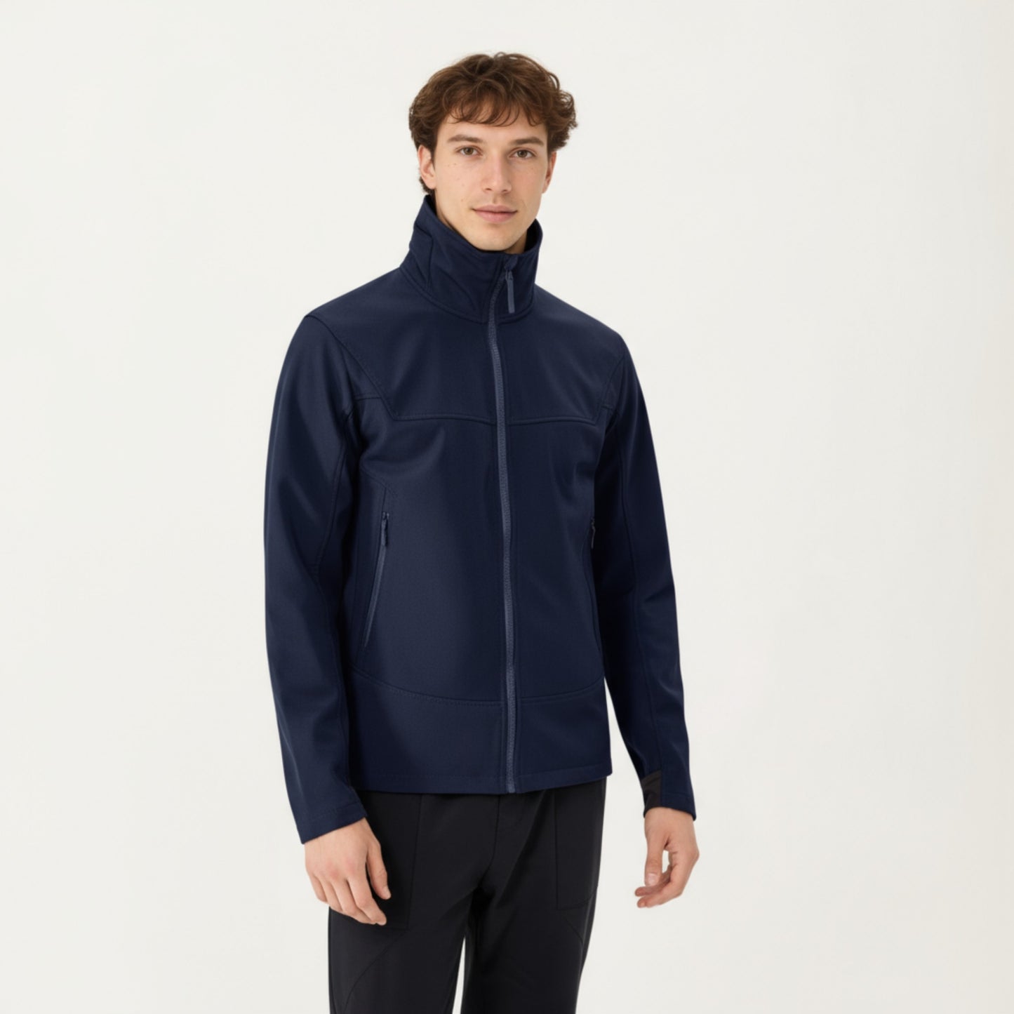 Men's Full Zip Hooded Jacket with Adjustable Drawstrings and Front Zip Pockets