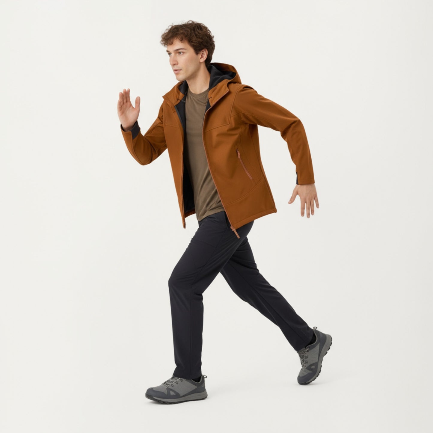 Men's Full Zip Hooded Jacket with Adjustable Drawstrings and Front Zip Pockets