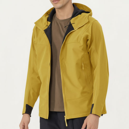 Men's Full Zip Hooded Jacket with Adjustable Drawstrings and Front Zip Pockets