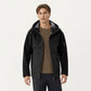 Men's Waterproof Hooded Jacket with Zipper Pockets and Adjustable Drawstrings