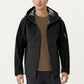 Men's Waterproof Hooded Jacket with Zipper Pockets and Adjustable Drawstrings