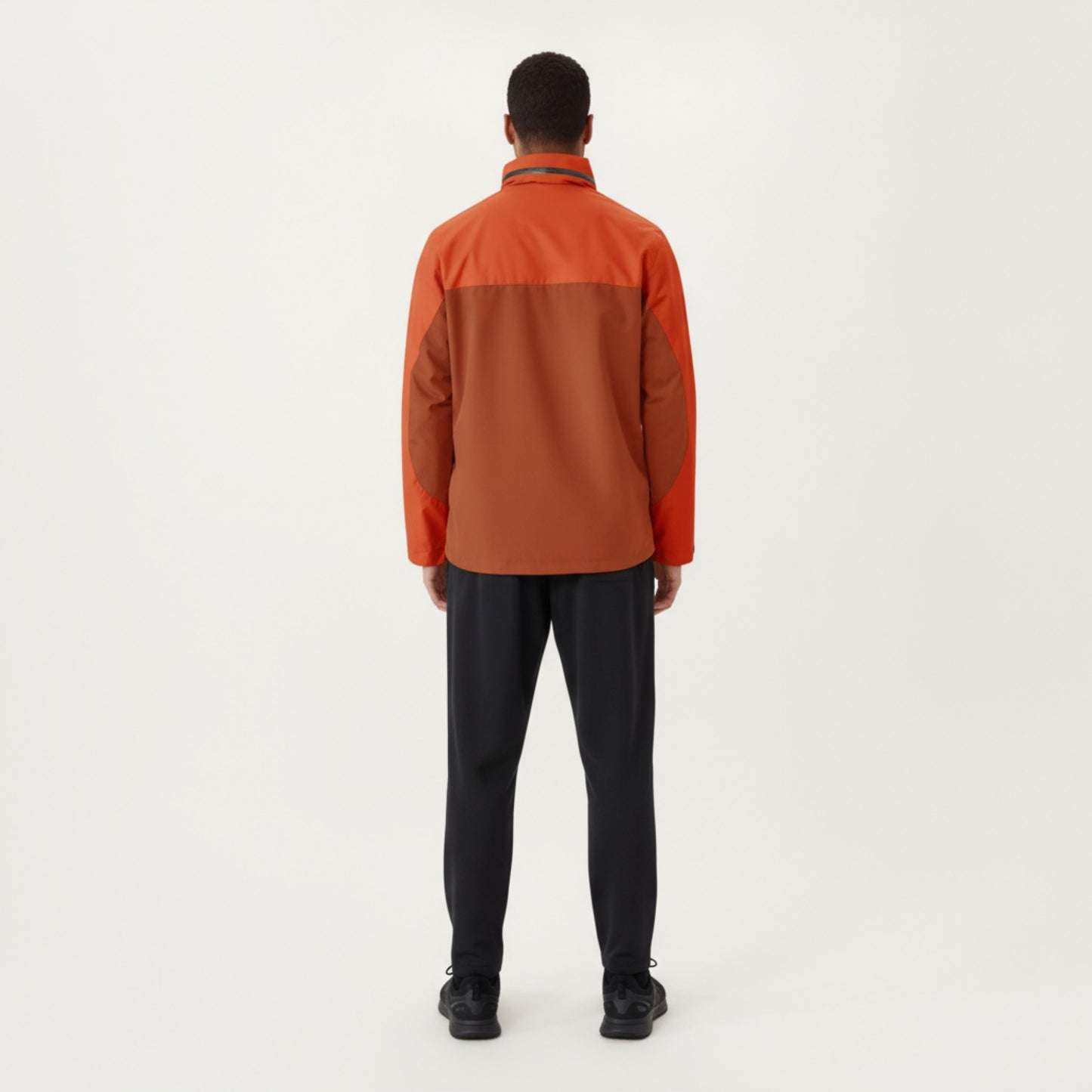 Men's Lightweight Zip-Up Windbreaker Jacket with High Collar and Zipper Pockets