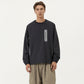 Men's Long Sleeve Pullover Crew Neck Top with Contrast Zipper Chest Pocket and Elastic Cuffs