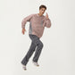 Men's Long Sleeve Pullover Crew Neck Top with Contrast Zipper Chest Pocket and Elastic Cuffs